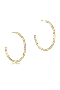 BEADED CLASSIC 1.25" HOOP- 2MM GOLD