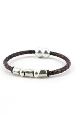 BROWN ANDIAMO W/STERLING PLATE BEADS & CLOSURE